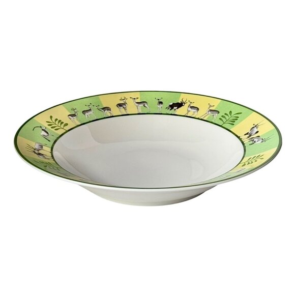 Hermes Africa Serving Plate 11.5” Green Porcelain Tableware Animal Authentic - Picture 2 of 10